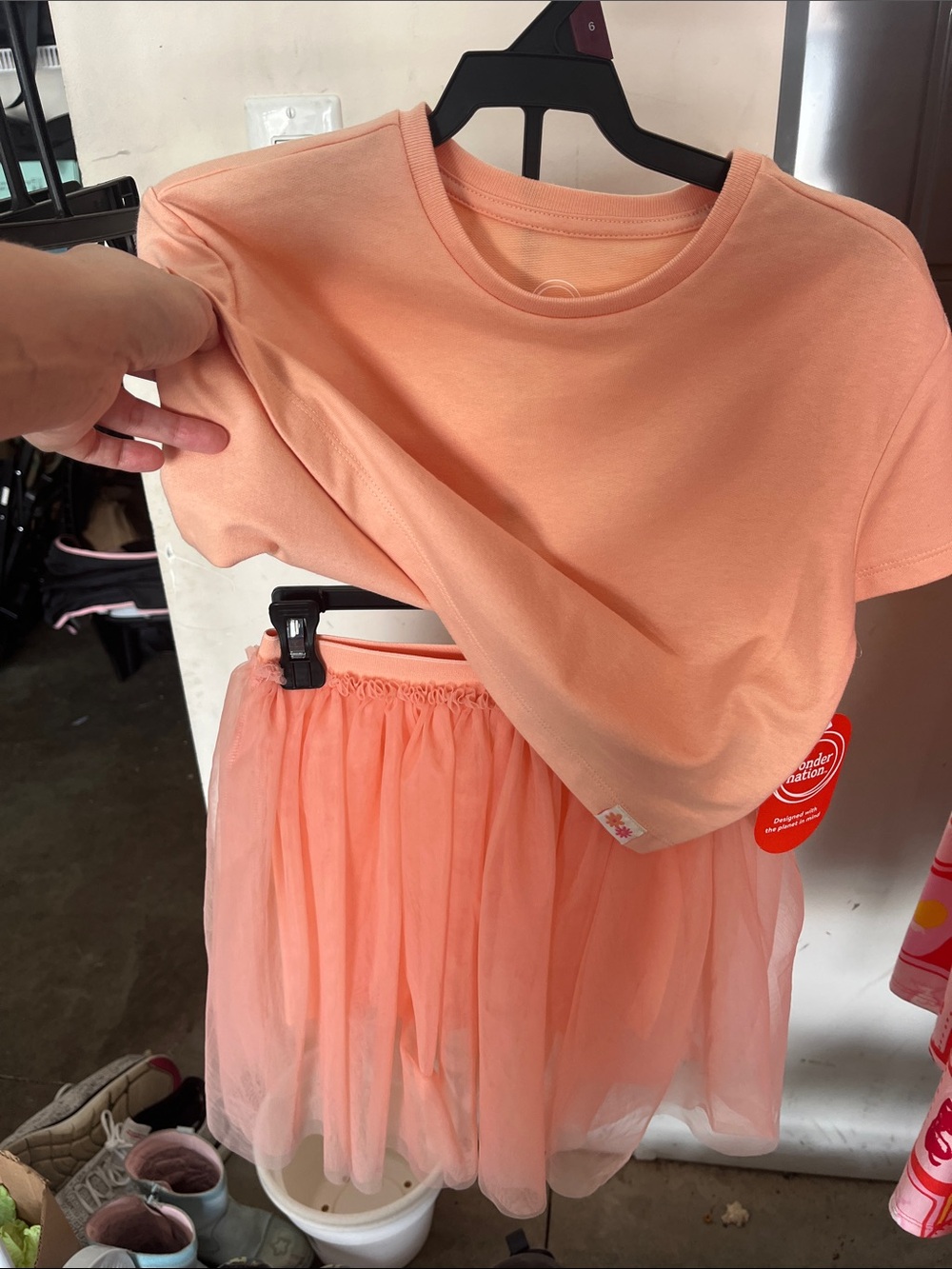 Peach Kids Matching Tee & Tulle Skirt Set by Wonder Nation